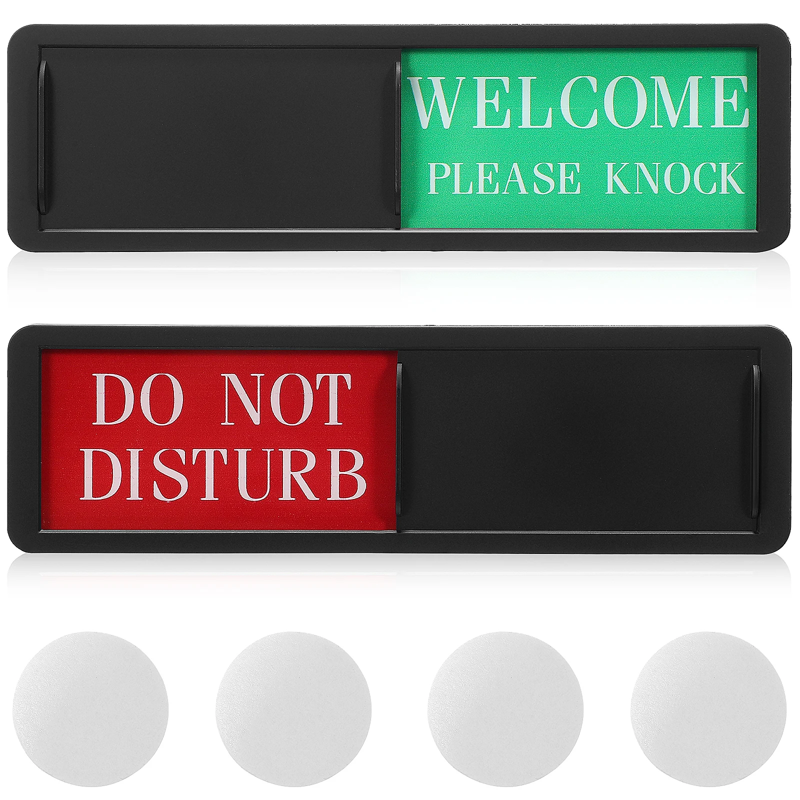 

2 pcs Door Sign Black Red Green DO NOT DISTURB WELCOME PLEASE KNOCK Clear ABS Long Lasting Hotel Home Privacy Room