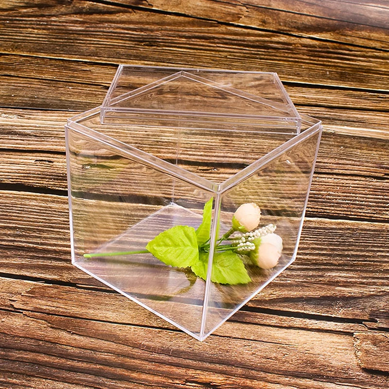 1Pc Transparent Acrylic Boxes With Cover Plastic Organizer Small Gift Square Packing Box Food Candy Storage Container For Home