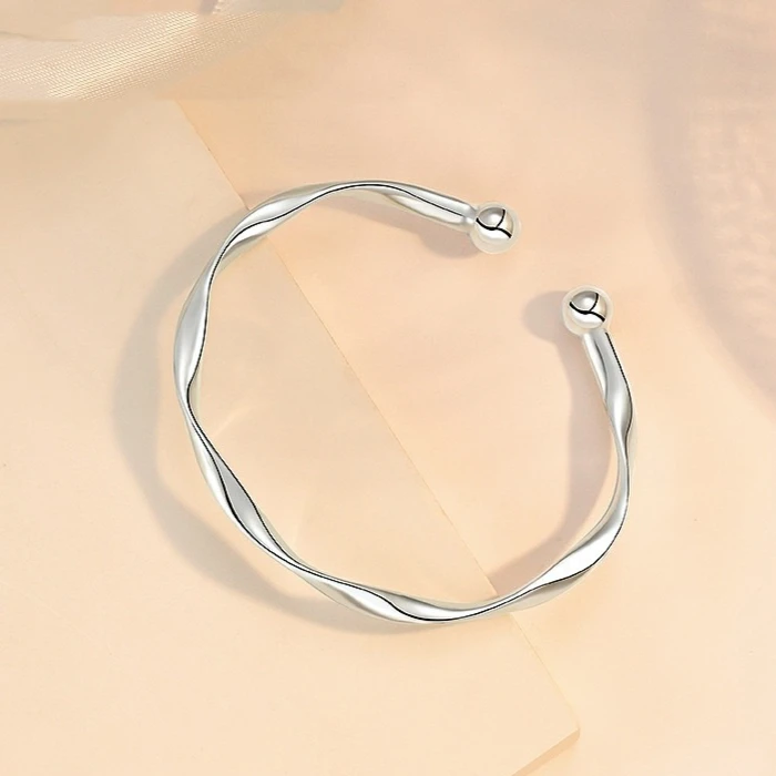 Women's Adjustable Stainless Steel Teardrop Bangle Bracelet