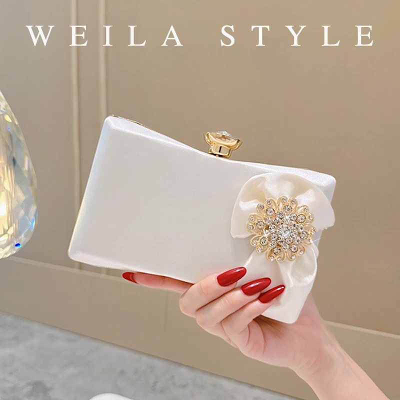 

Glamorous Crystal Embellished Evening Purse, Elegant Formal Dinner Bag, Women's Fashion Clutch Handbag For Wedding Party & Prom.