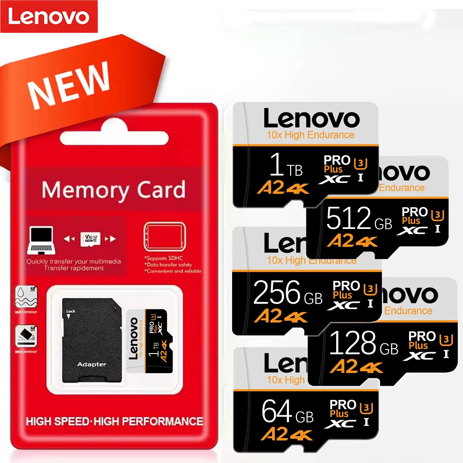 

Высокоскоростная карта памяти Lenovo 2 ТБ, карта Micro TF SD 1 ТБ, карта TF 512 ГБ, 256 ГБ для камер, устройств видеонаблюдения, телефонов, PS4, Switch