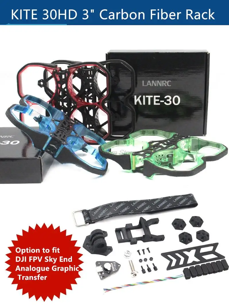 3 "quadro de fibra de carbono kite 30hd máquina de viagem interna à prova de colisão quadro culvert resistente a quedas anel protetor viajando