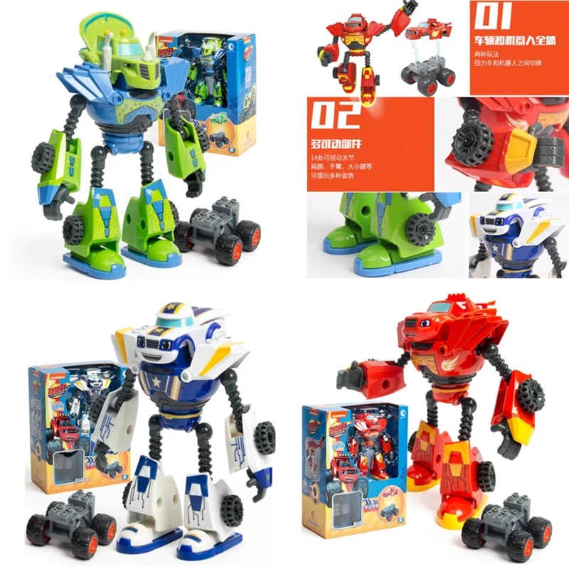 

Hot Anime Figure Blaze Monster Machines Cartoon Plastic/Alloy Deformed Car Model Action Figures Robot Toys Kids Birthday Gifts