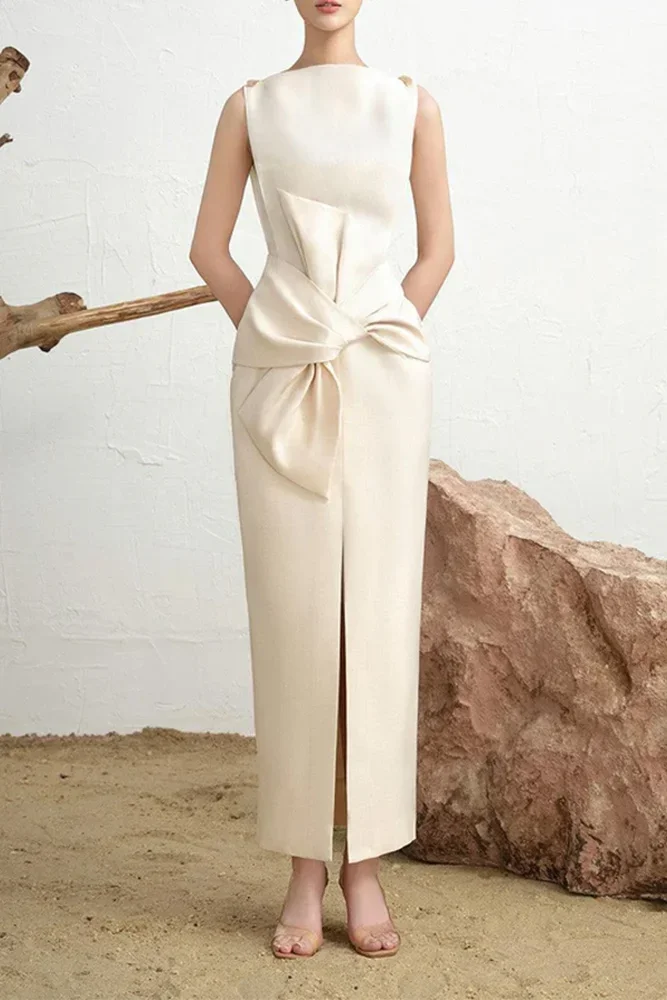 

Customized Jersey Pleat A-line Scoop Neck Midi Dress Homecoming Dresses Classic Exquisite Formal Evening Party Gowns for Women