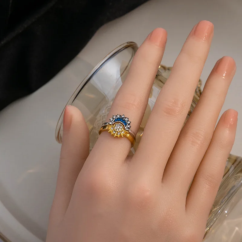 Women's Adjustable Sun and Moon Ring
