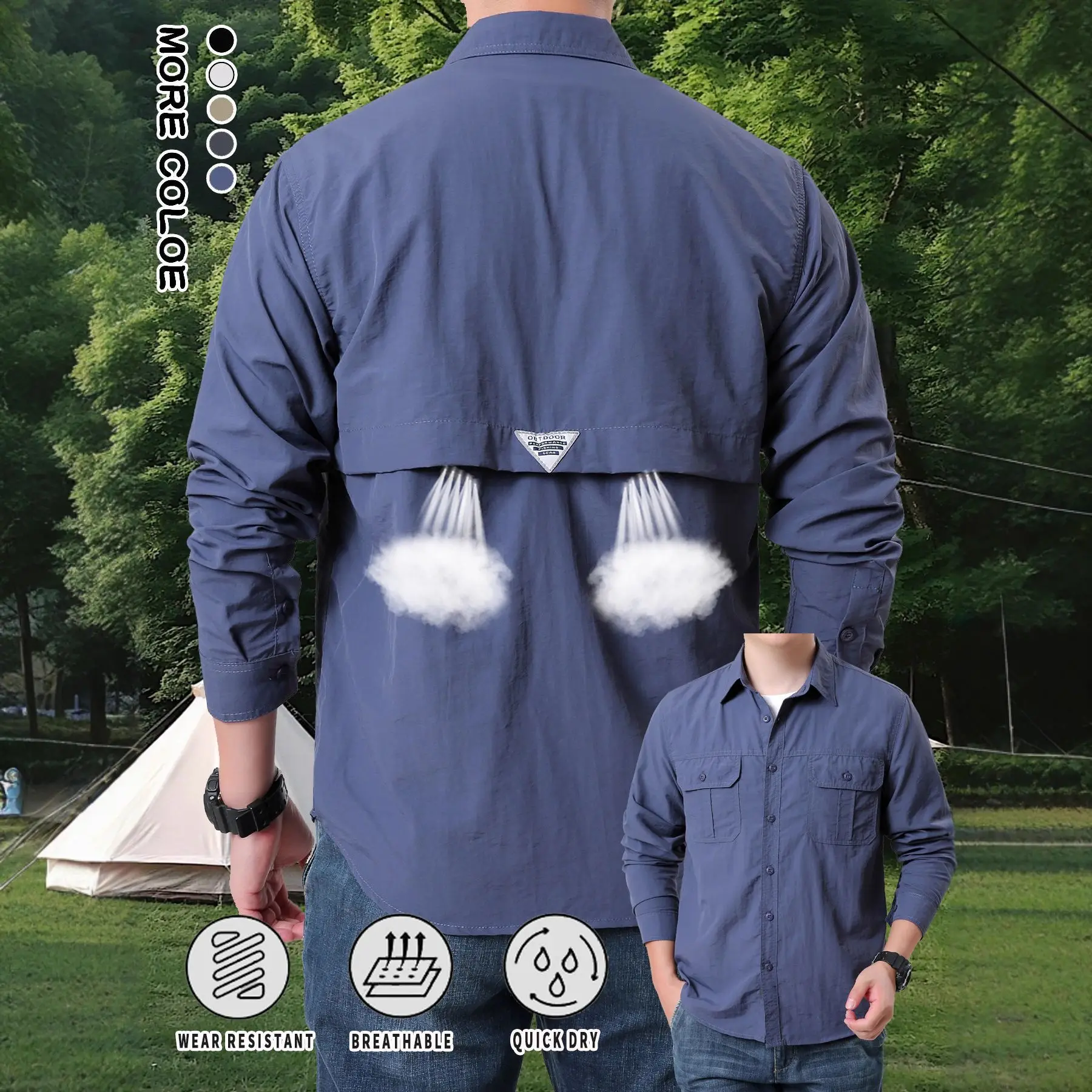 新しいupf50-日焼け止めフィッシングシャツ-メンズ速乾長袖シャツ-メッシュ通気性-キャンプ-ハイキング-ワークウェア-カーゴシャツ