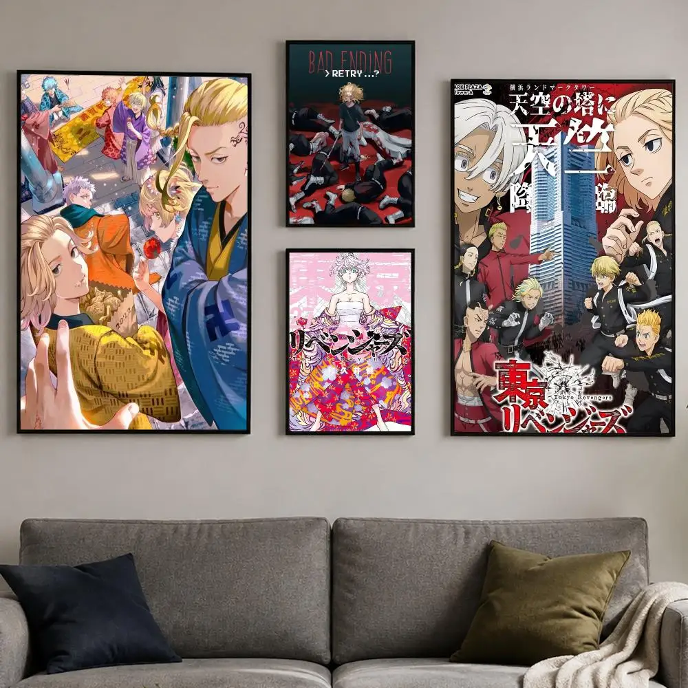 Action Anime T-Tokyo Revengers Poster PP Self-Adhesive Bedroom Gaming Cafe/Bar Vintage Aesthetic Decor Ideal Gift