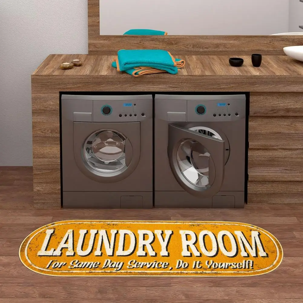 Laundry Room Floor Mat Farmhouse Laundry Room Decor Water Absorbent Floor Mat for Laundry Room Non-slip Stain Resistant Bathroom
