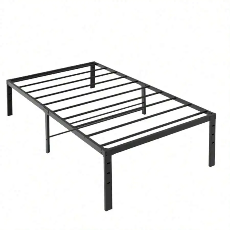 Twin Size Simple Basic Platform Metal Bed Frame - 18 Inch Bed Height,Black