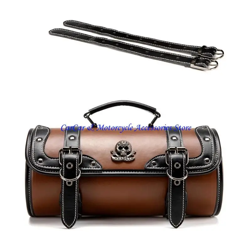 

G5AD Stylish Motorcycle Head Bag PU Leather Storage Bag for Urban Riders & Travelers