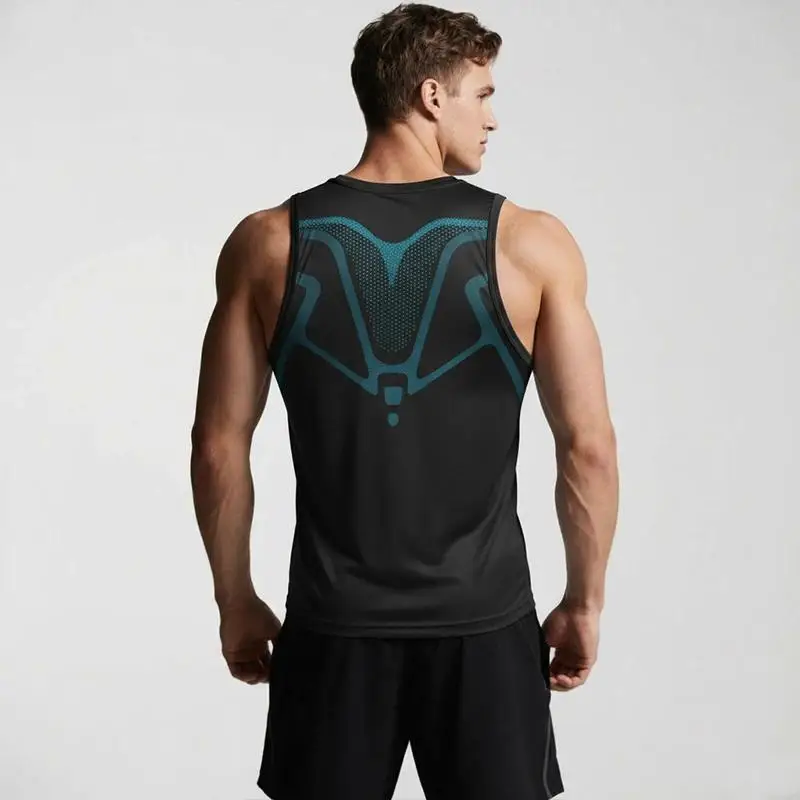 L-2XL Men Quick-drying Fitness Sports Vest Running Basketball Jersey Sleeveless Tight Tops Breathable Sweat-absorbent Trendy Top