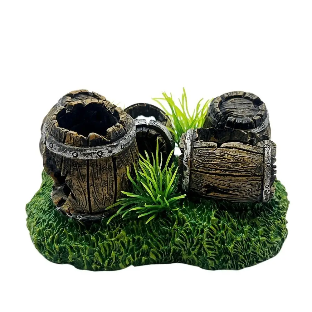 Resin Hideout Aquarium Ornaments Creative Hollow Artificial Antique Barrels Simulated Fish Tank Barrel Cave