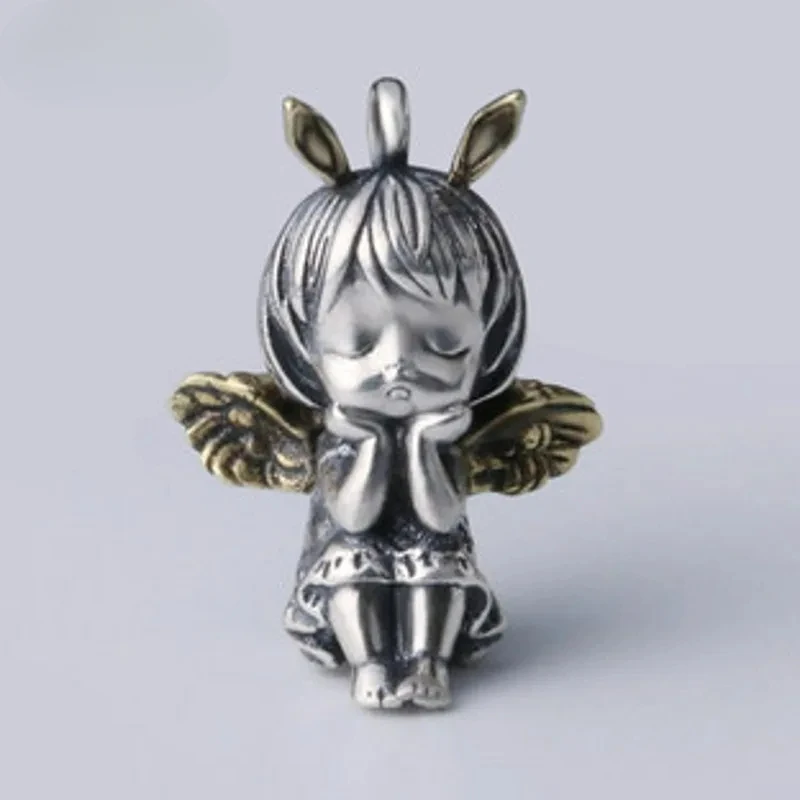 

New Real S925 Silver Jewelry Personality Angel Baby Trendy Pendants for Men and Women Couples Couple Gifts