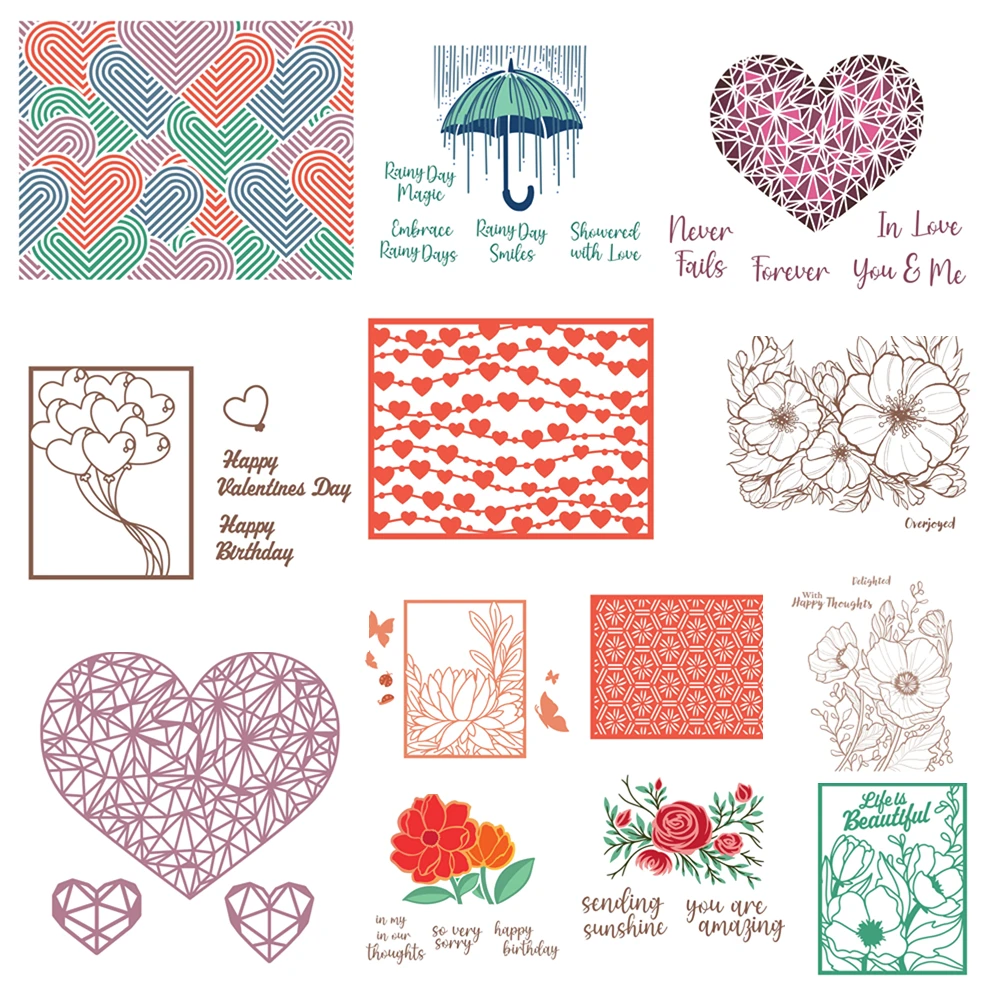 Background Geometric Floral Cutting Dies & Stamps & Stencil Scrapbook Diary Decoration Embossing Template DIY Greeting C