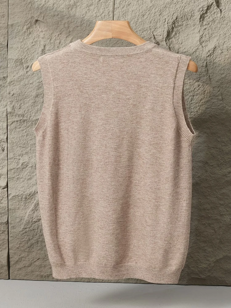 

Loose round Ne Svel Knitted Vest Men's Basic Color Simple Sle Korean Faion Autumn Winter Base irt