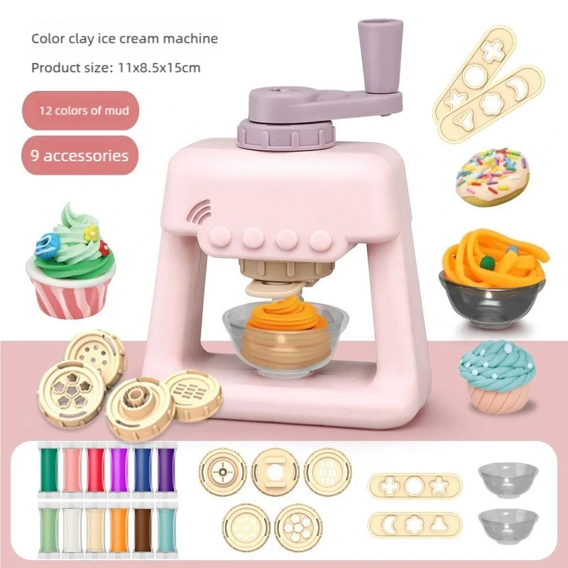 Toddler DIY Clay Craft Set, Noodle Ice Cream Maker Machine with 28 Pcs Molds, Non-Toxic Ultra-Light Clay Playset for Kids Birthd view 6
