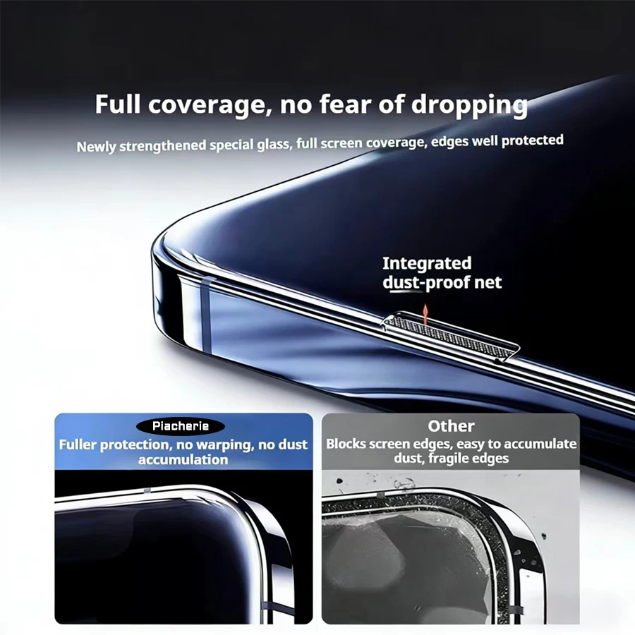 Cut Edge 0.5mm Privacy Tempered Glass For iPhone 18 Duo 17 15 16 Pro Max Plus Screen Protector Anti Dust Mesh Luxury Full Cover