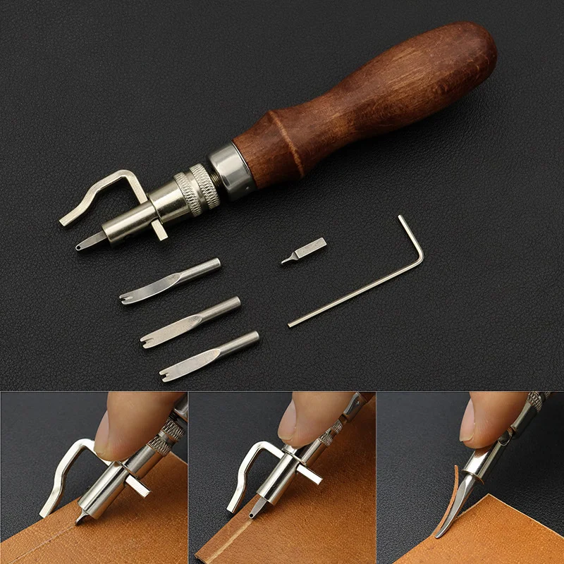 

7-in-1 Multi-Function Edge Sharpener Presser Edger Craft Tool with Adjustable Professional Sewing Slotter and Beveled Creaser