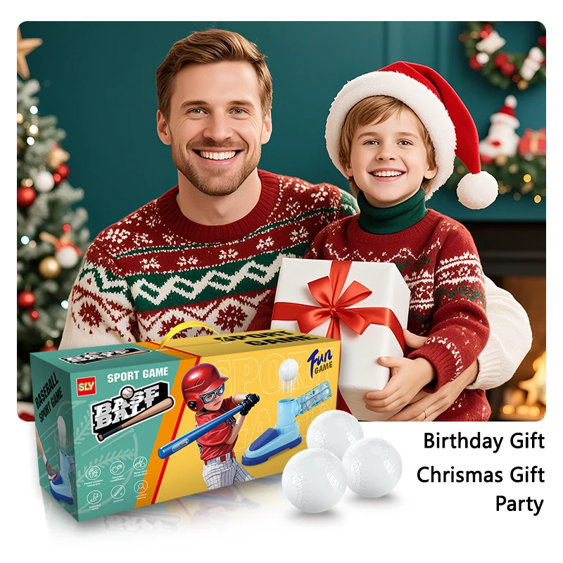 Children's Baseball Sports Toy Set with Pitching Machine, Outdoor Boys Girls Toys for 3+Year Kids Gifts