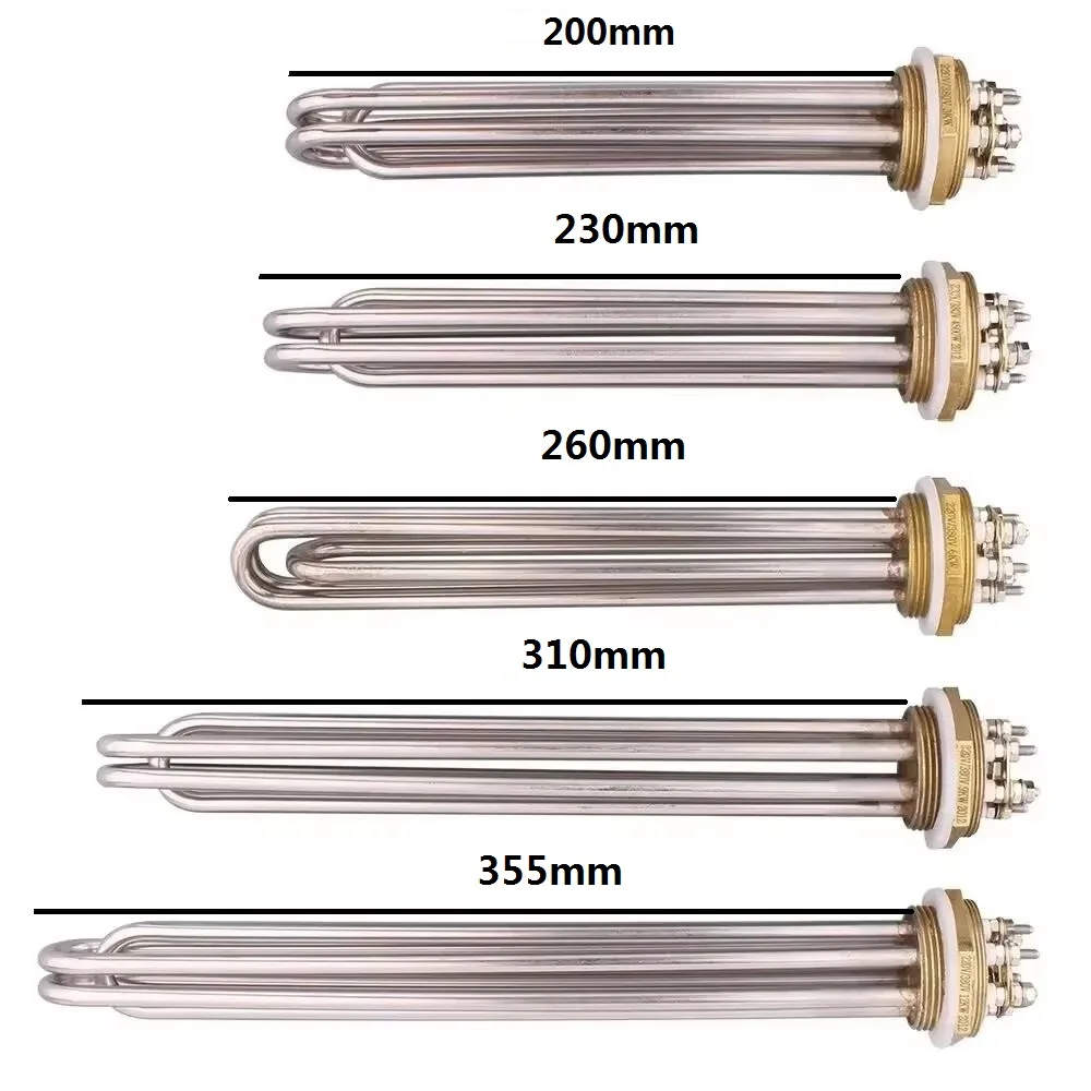 DERNORD 온수기 220v/380v 1.5 "스레드 침수 가열 요소 물 탱크 용 전기 관형 히터 3/4.5KW/6KW/9kw/12kw