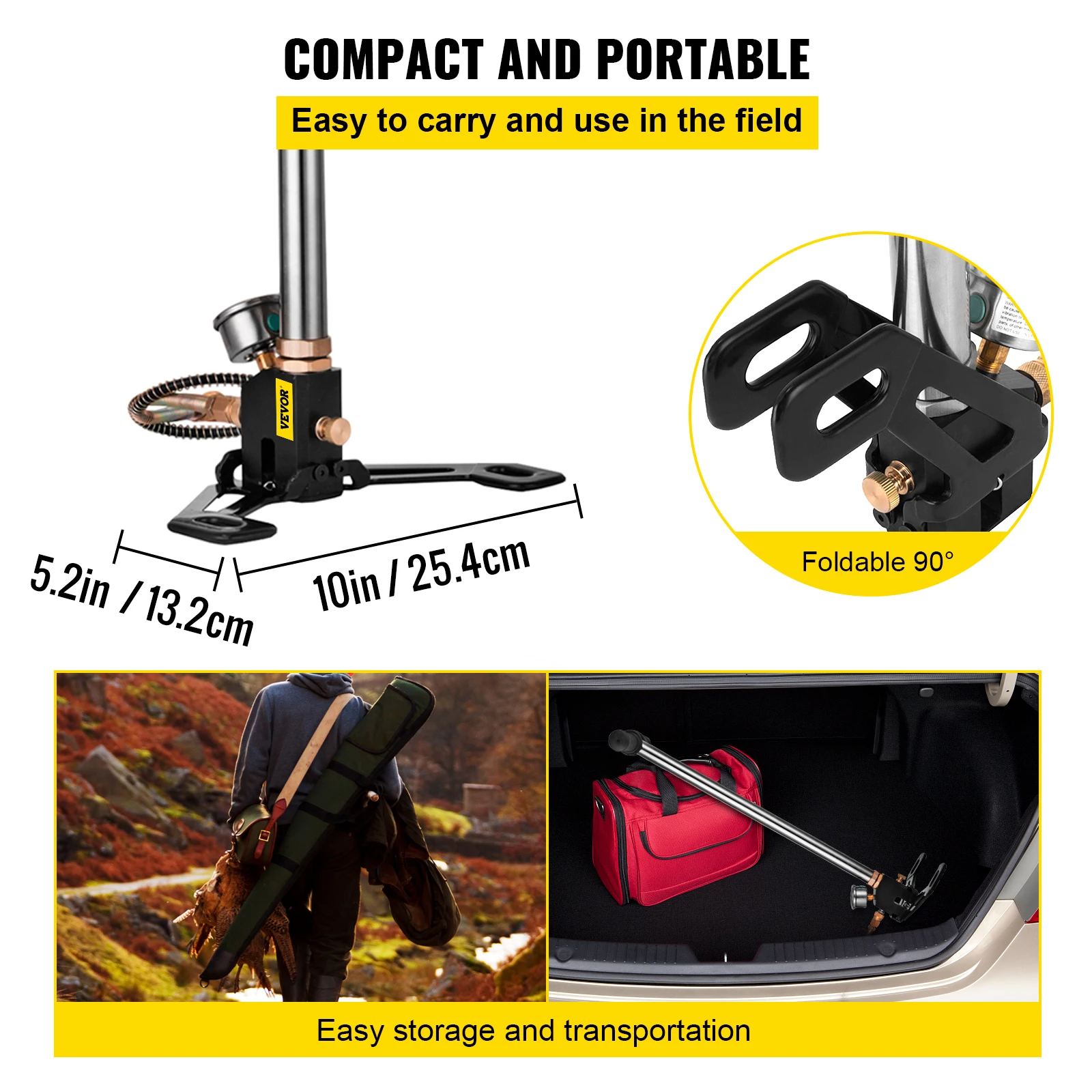 VEVOR-Inflável Rifle Air Gun, 3 Stage PCP Bomba e Manômetro, pneu Kayak Bola, Stirrup, Bomba de Alta Pressão Mão, 4500PSI