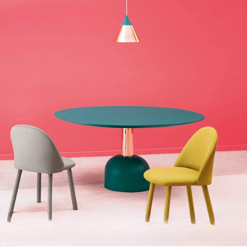 

Nordic modern minimalist and fashionable colorful restaurant dining table, modern minimalist designer Instagram style small