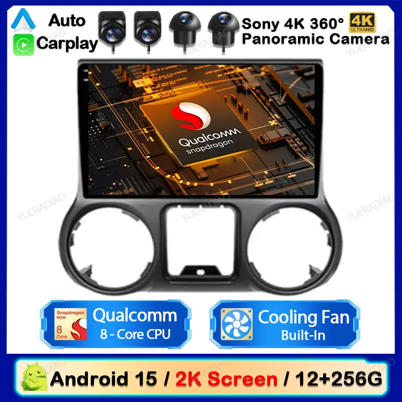 

Автомобильный радиоприемник Android 15 для Jeep Wrangler 3 JK 2010-2018 Мультимедийный видеоплеер GPS NAVI 4G WIFI 360 Камера QLED Головное устройство 2DIN