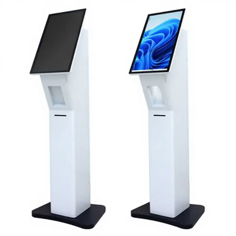 21.5 Inch Vertical Self Service Kiosk Interactive Touch Screen With Thermal Printer NFC Reader QR Scanner For Supermarket