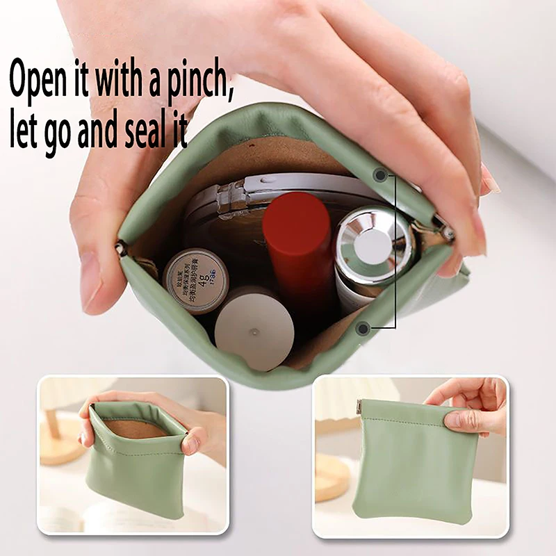 Lipstick Pouch Leather Cable Organizer Bag Sealing Coins Keys Organizer Bag Jewelry Earphone Storage Pouch Pocket Cosmetic Bags