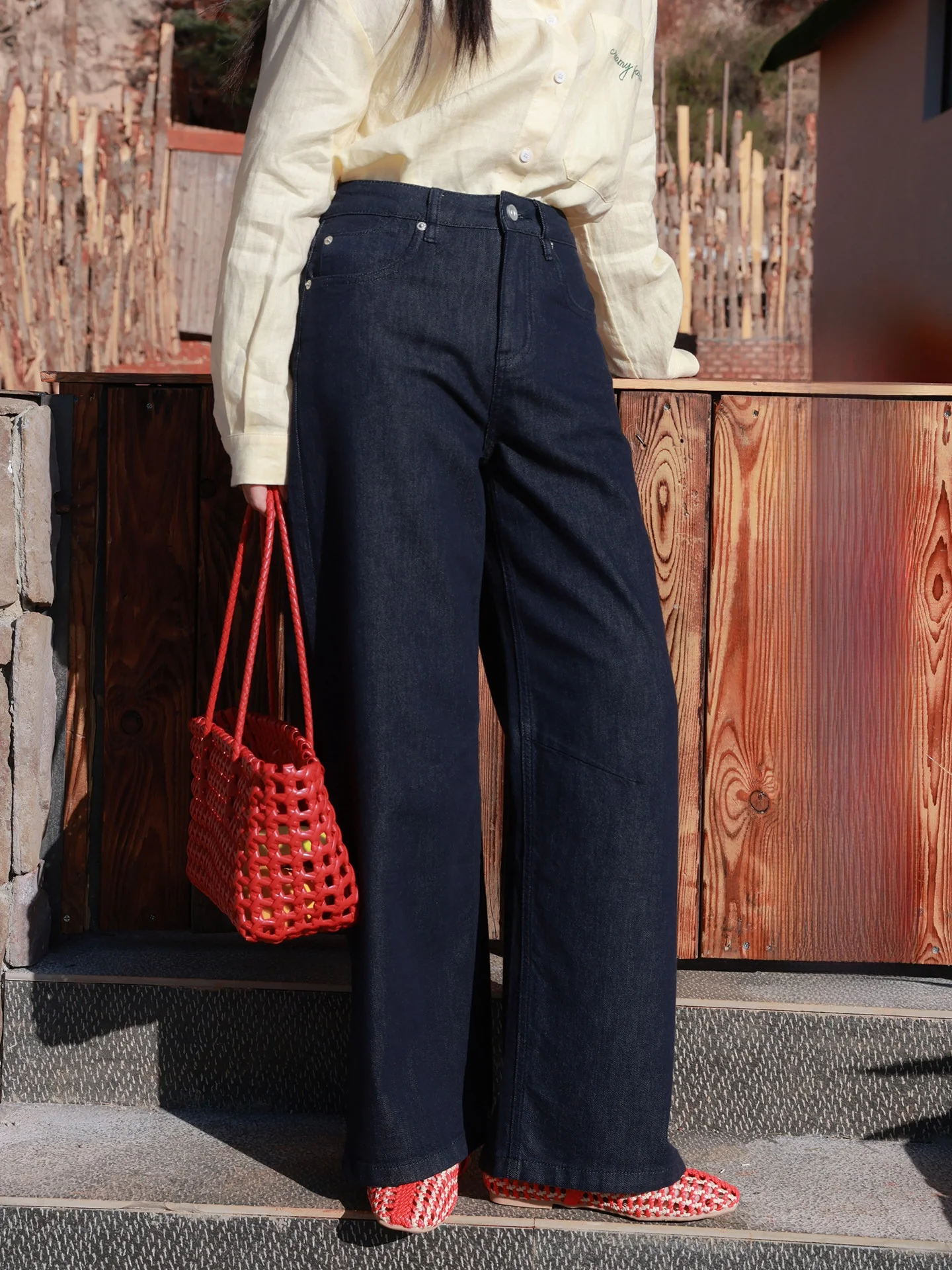 

High Waist Floor-Length Denim Jeans Women's Vintage Original Color Loose Straight Leg Trousers Dwind Spring New Arrival
