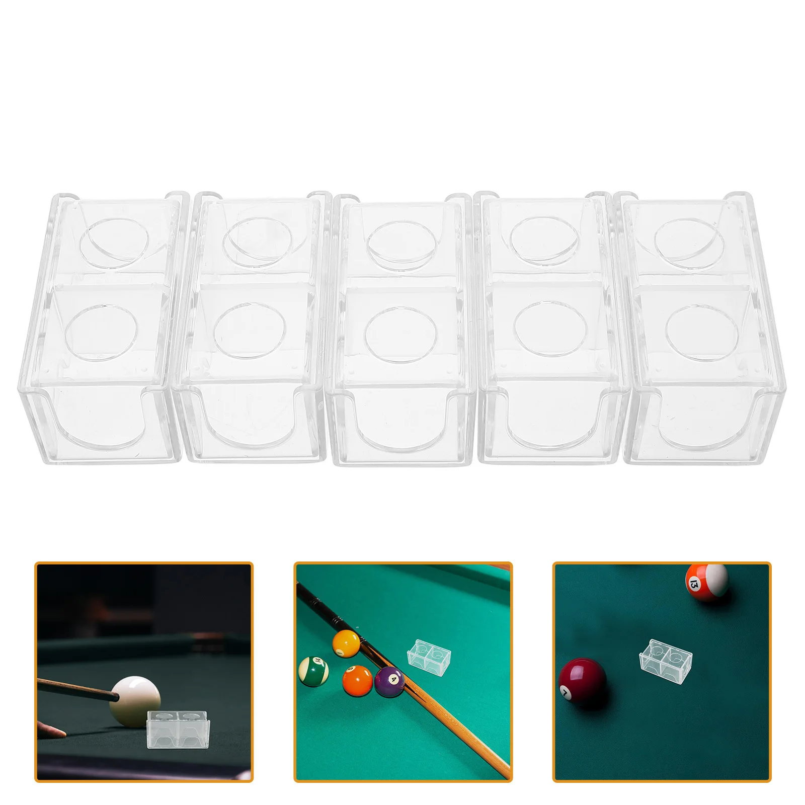 

5Pcs Pool Cue Chalk Storage Box Clear Billiard Chalk Holder Resistant Wear Tear Easy Visibility Universal Fit for Snooker