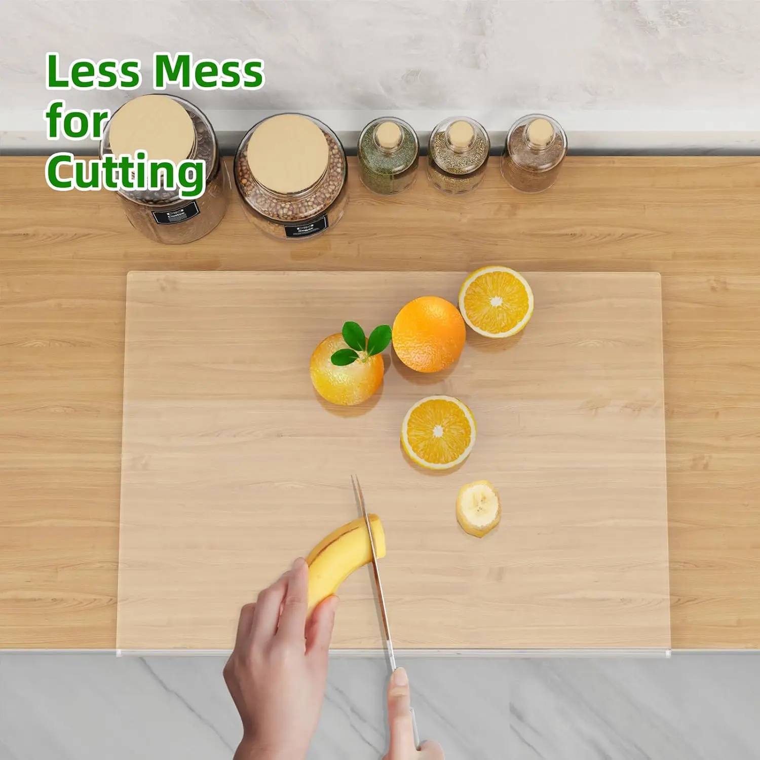 Clear Acrylic Cutting Board 17.5x13.5 Counter Lip Non-Slip 60% Thicker Kitchen Countertop Prep Surface for Bread Meat