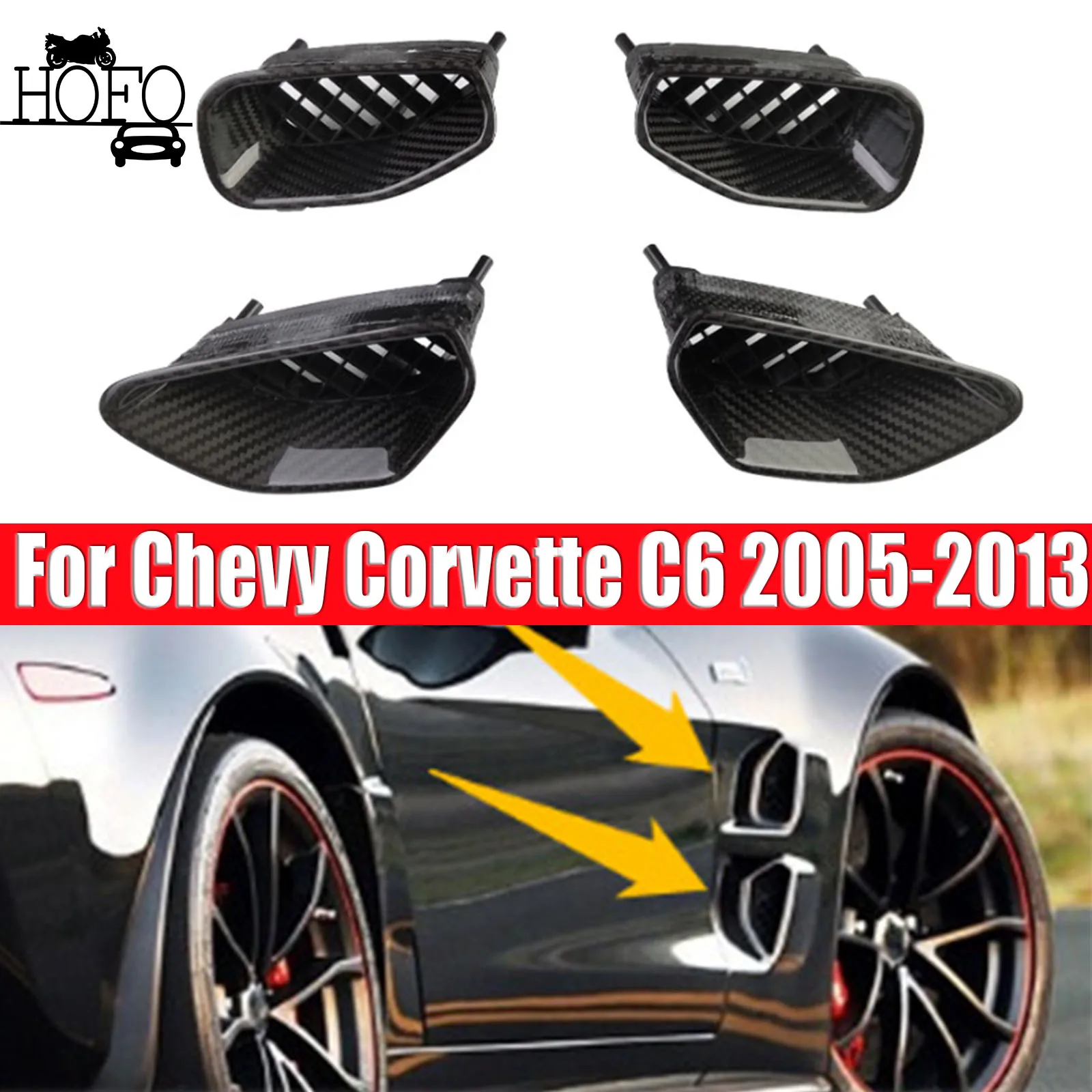 Car Front Side Fender Vent Covers For Chevy Corvette C6 2005-2013 2006 2007 2008 2009 2010 2011 2012