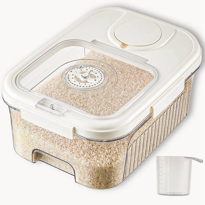 Rice Storage Container - Flour Dispenser, Pet Food Container, Dry Food Storage Bucket, Moisture Proof, Kitchen Organizer-AD23