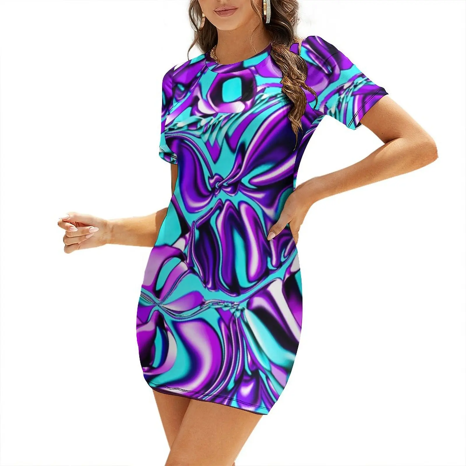 

Abstract Art Short-Sleeved Dress prom dresses 2025 Women's dress Dress