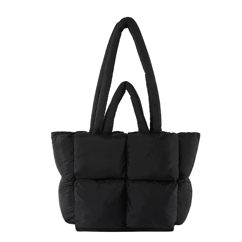 GAINNY Casual Puffer Tote Bag Women Winter Large Capacity Fashion Shoulder Bag Femael Aesthetic Solid Color Handbag Vintage — zdjęcie 7