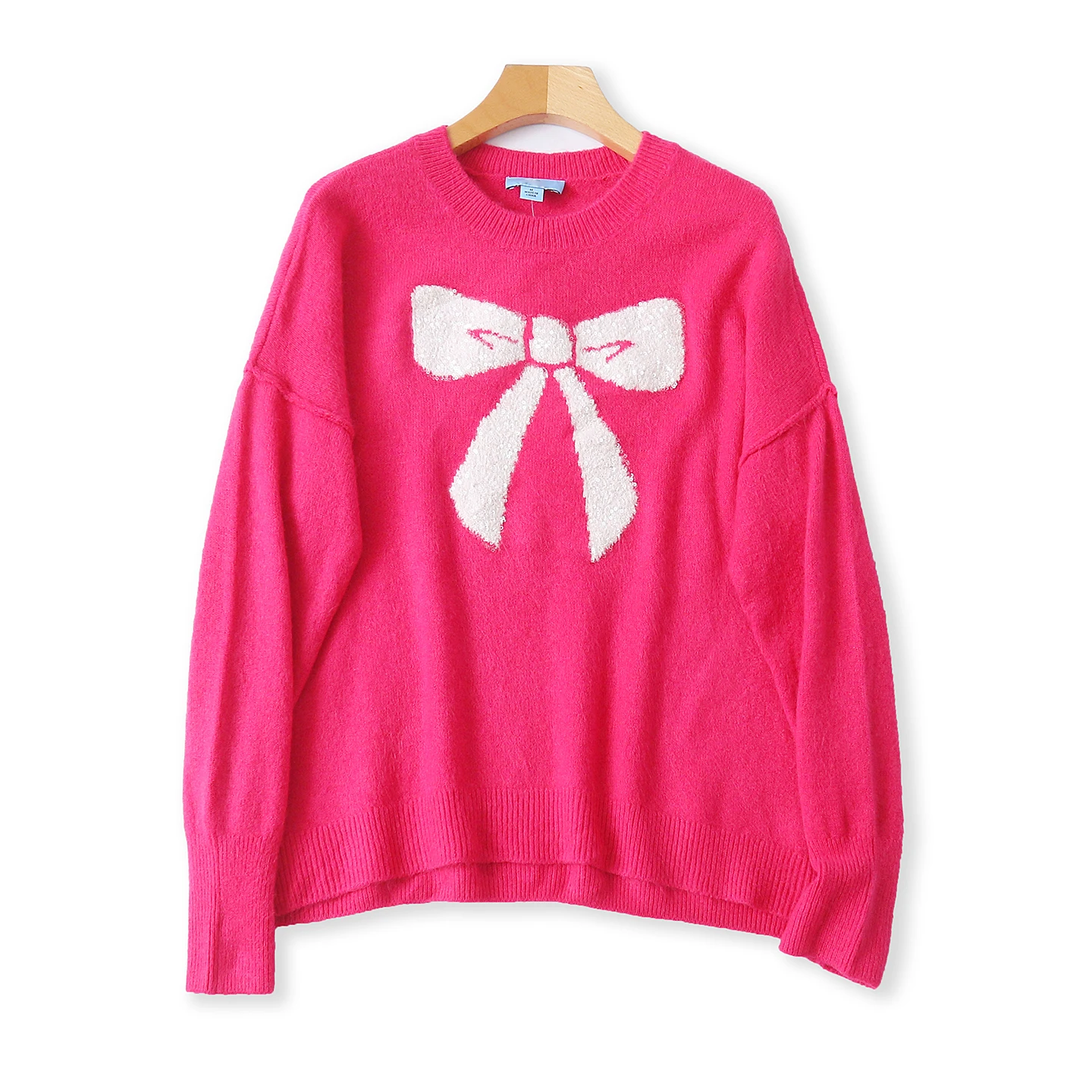 

Свитер с вышивкой Sweet Knot, круглый свободный утягивающий дизайн Sli, вязаный свитер для поездок на работу, осень-зима, W...