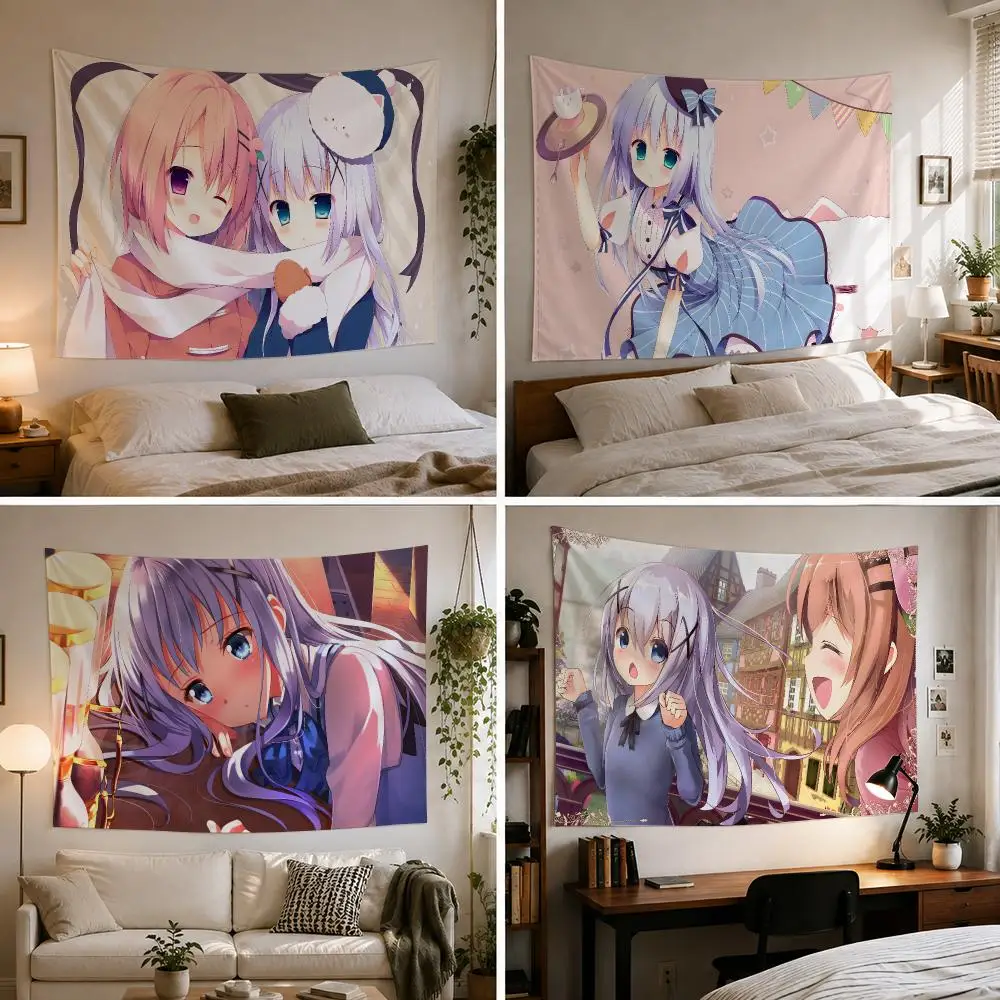 Anime Is the Order a Rabbit Tapestry Custom Living Bedroom Party Dormitory interior Wall bohemian Decoration Attached clip