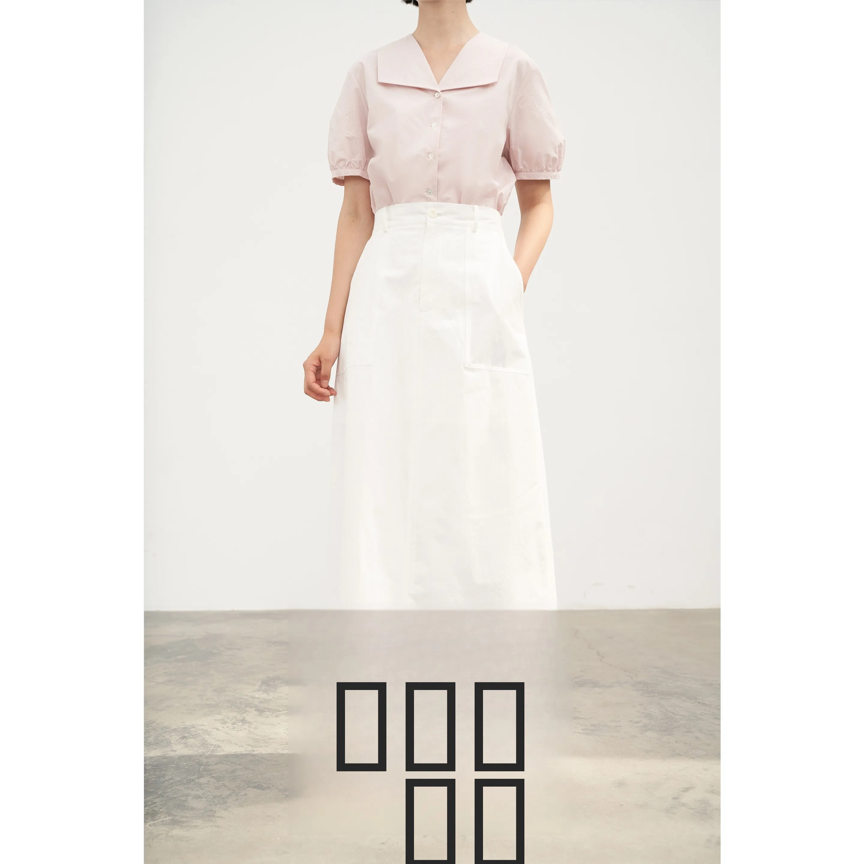 

HABITS Simple Cotton Elastic Waist Design Straight Cut Skirt Women's High Waist Loose Fit Summer Faion Skirts
