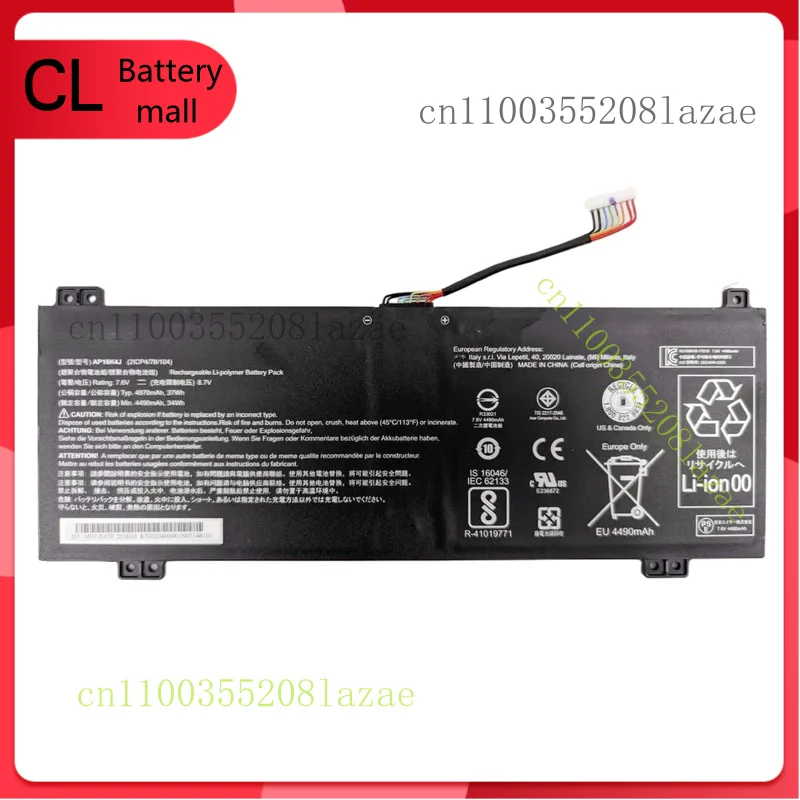 Новый оригинальный аккумулятор AP16K4J 7,6 В 37 Втч для Acer Spin 11 R751T N16Q14 R751TN-C5P3 Новый оригинальный аккумулятор AP16K4J 7,6 В 37 Втч для Acer Spin 11 R751T N16Q14 R751TN-C5P3