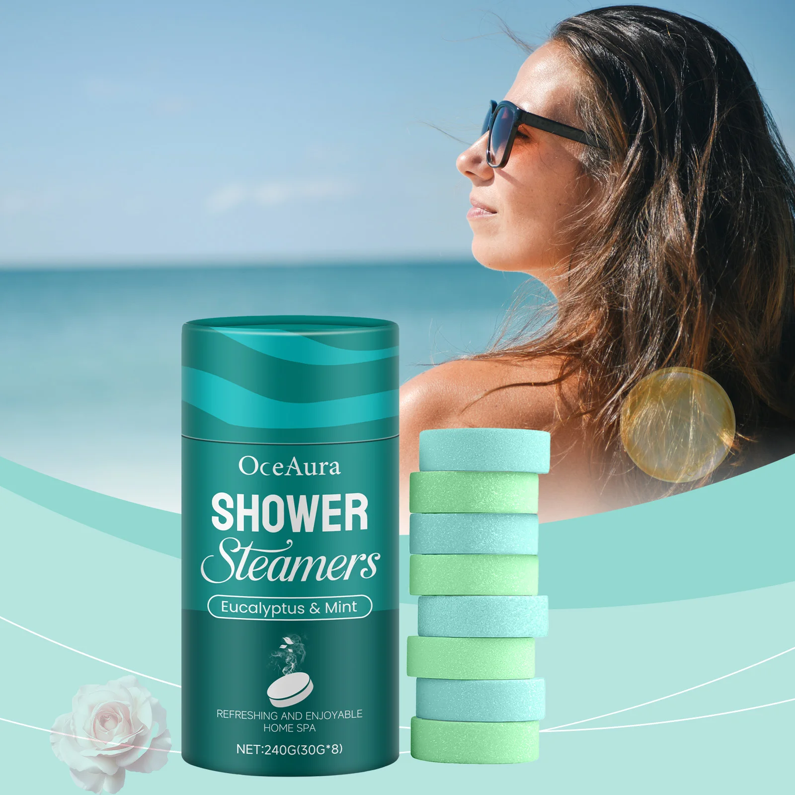 OceAura Shower Steamers Aromatherapy Home Spa Lavender Rose Relax Body Mental Relaxation Bath Products Shower Steamers Tablets