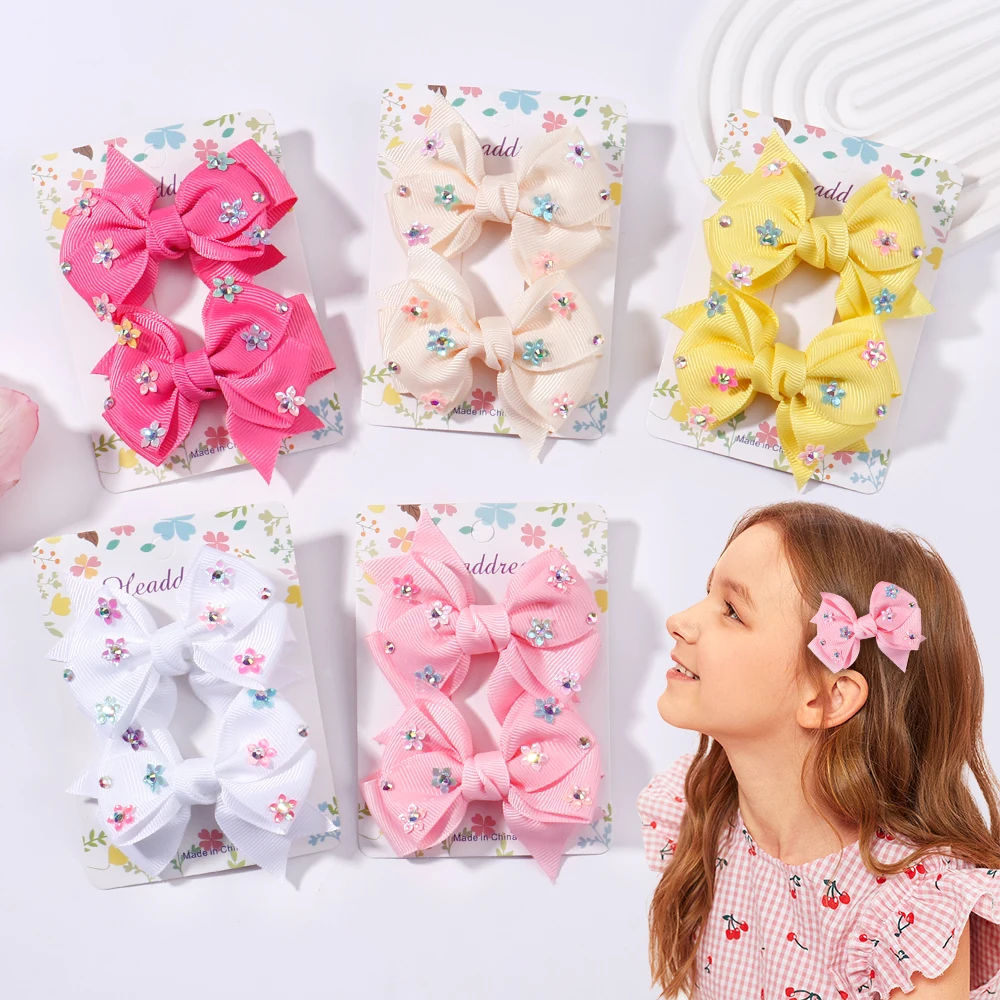 

2 шт., новая тканевая заколка ручной работы с принтом, бутик, мини-бутик, челка, заколка для волос с бантом, заколка для волос для девочек, детские аксессуары