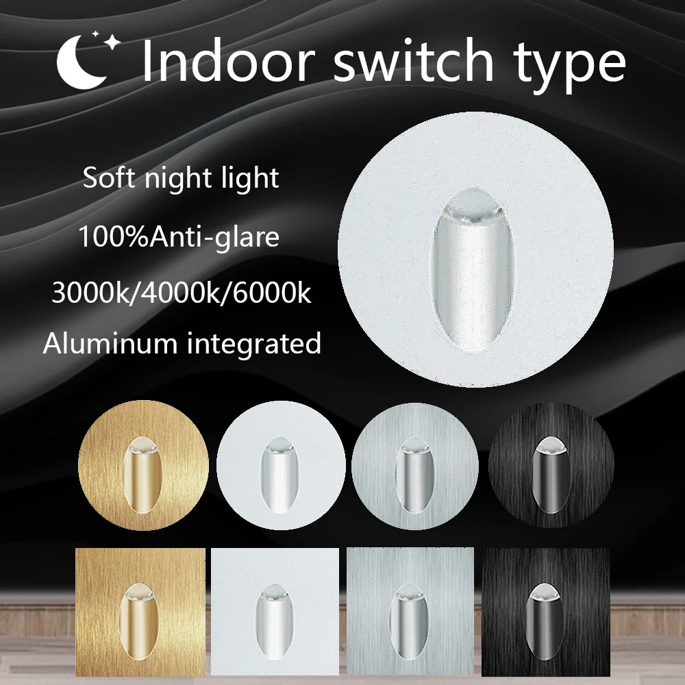 Embedded Step&Stair Light Led Wall Lamps No-sensor Interior Lighting Fixture Round Nightlights Bathroom Kitchen Cabinet Lights