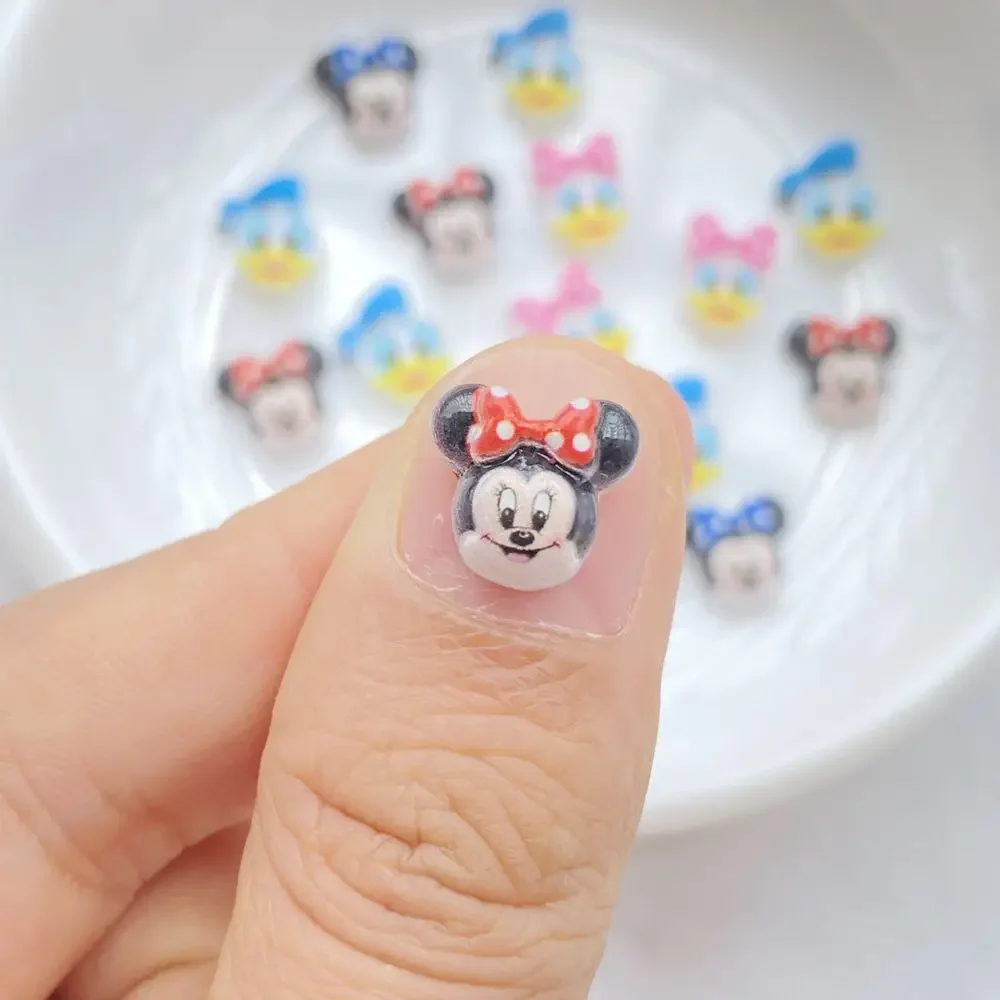 50 Pcs New Cute Resin Mickey, Minnie, Bee Bear Flat Back Ornament Jewelry Making Manicure Hairwear Accessorie