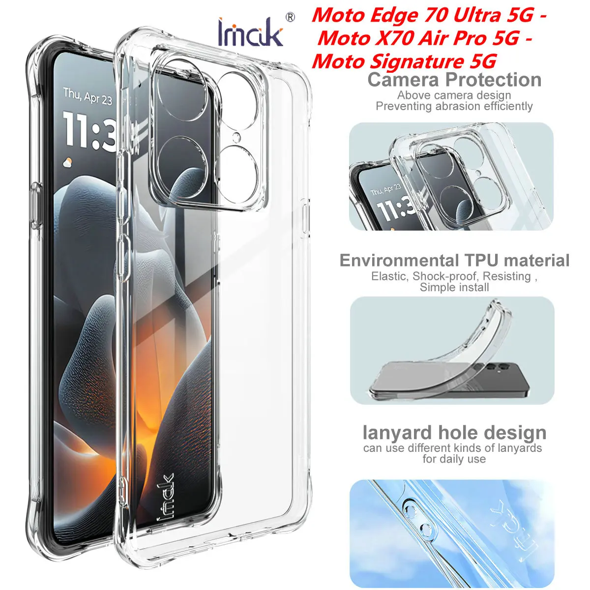 

For Motorola Moto Edge 70 Ultra X70 Air Pro Signature 5G IMAK Case Shockproof Clear Quicksand Matte Soft Silicone TPU Back Cover