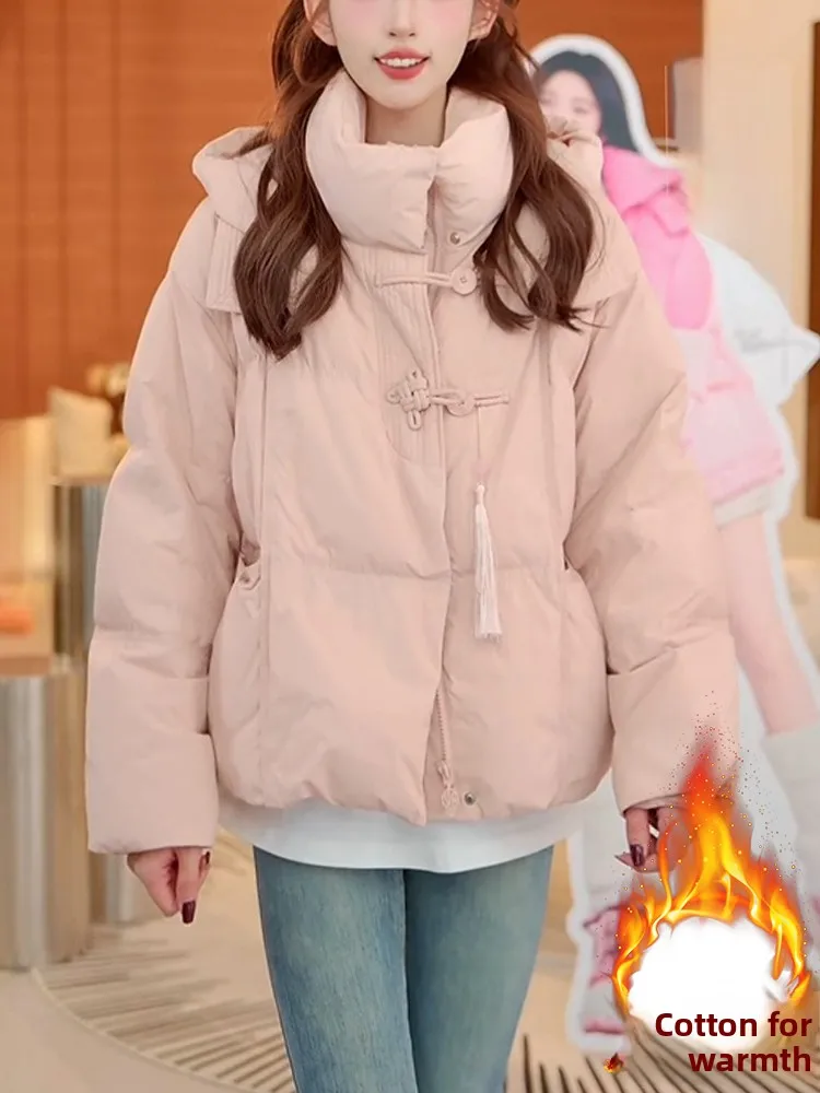 

Женская модная зимняя куртка из утолщенного хлопка с пуховым наполнителем, новинка, маленький размер, с пуговицами