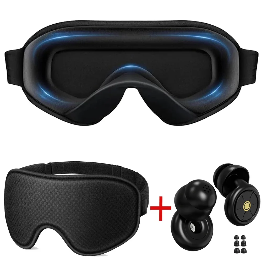 Antifaz para Dormir, Antifaces Opacas para Dormir - Antifaz 3D Transpirable, Suave y Cómodo con Tapones para los Oídos con Cancelación de Ruido
