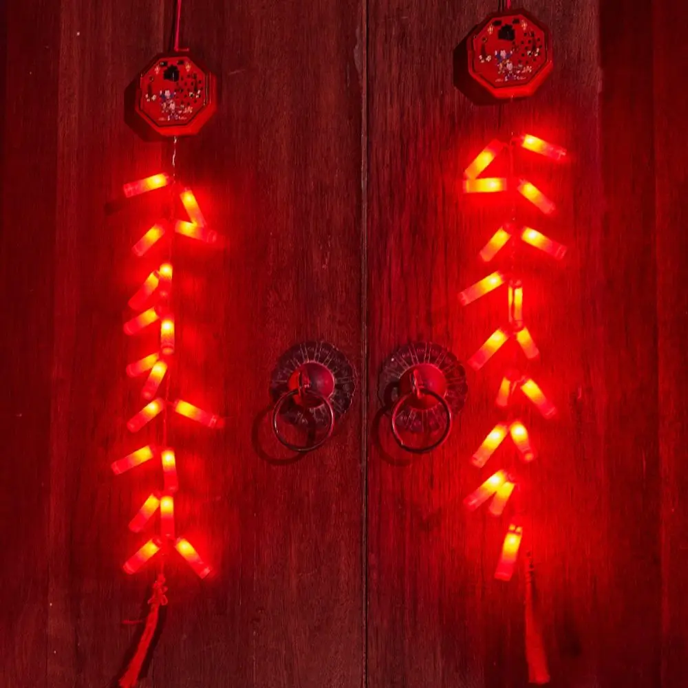 Creative 1.2M Chinese Electronic Firecracker 30LED Red Simulated Firecracker Decorative Plastic Firecracker String Festival