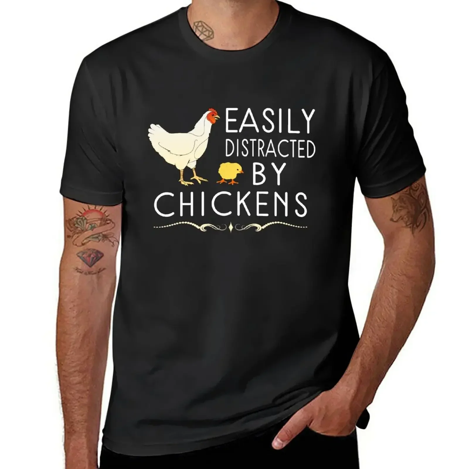 Easily Distracted By Chickens T-Shirt anime clothes anime figures graphic t shirts shirts graphic tees mens clothes