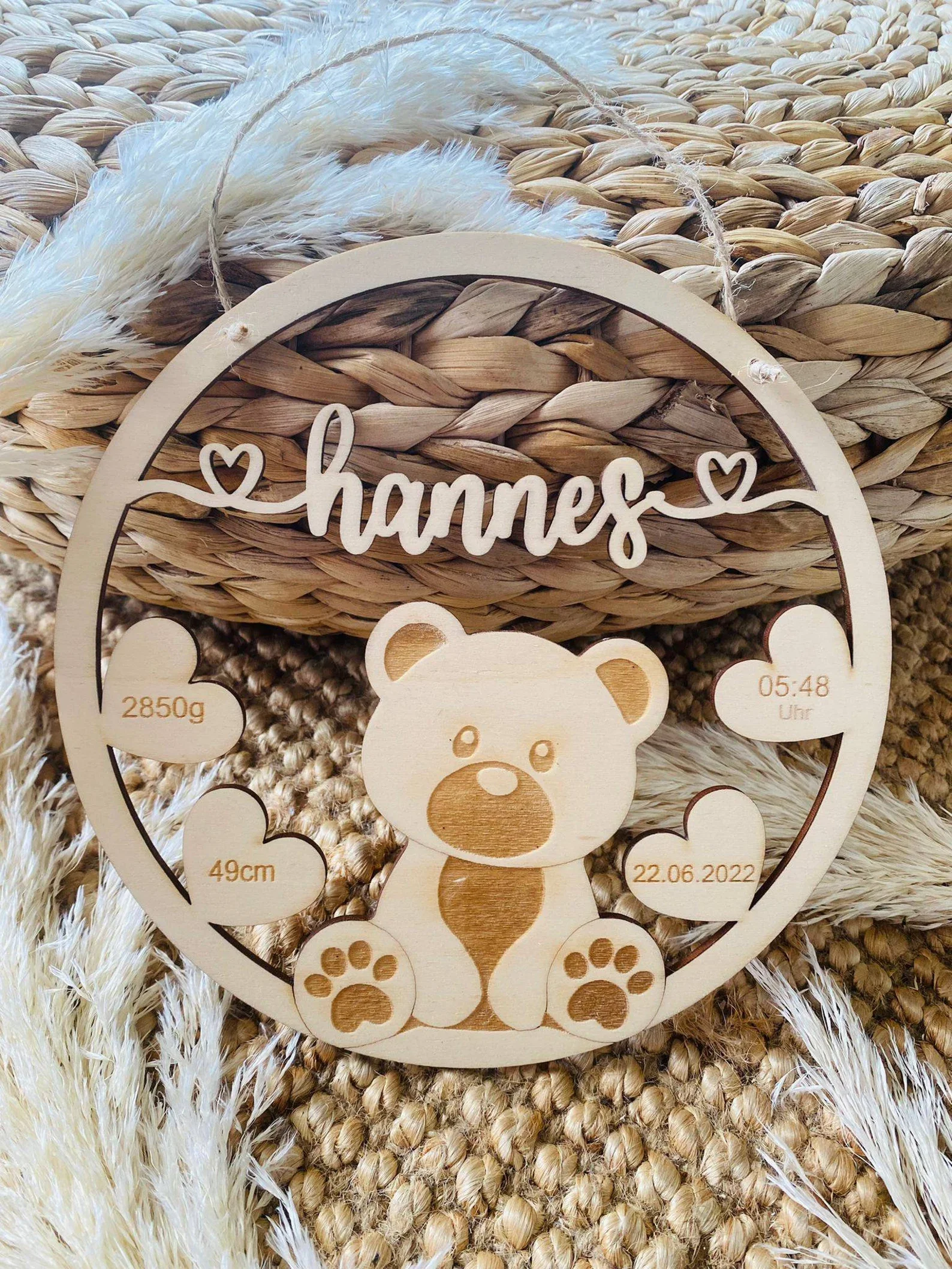 Personalized Wall Decor Sign for Baby Bedroom, Wooden Name Sign children baby, gift birth baptism birthday, date of birth
